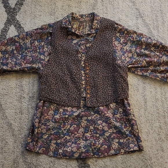 Vintage Floral 1970s Hippie Button Front Blouse - Picture 2 of 7